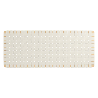 Sparta Weave vegan leather full headboard cream woven panels on light wood frame on Tampa Home & Garden Store