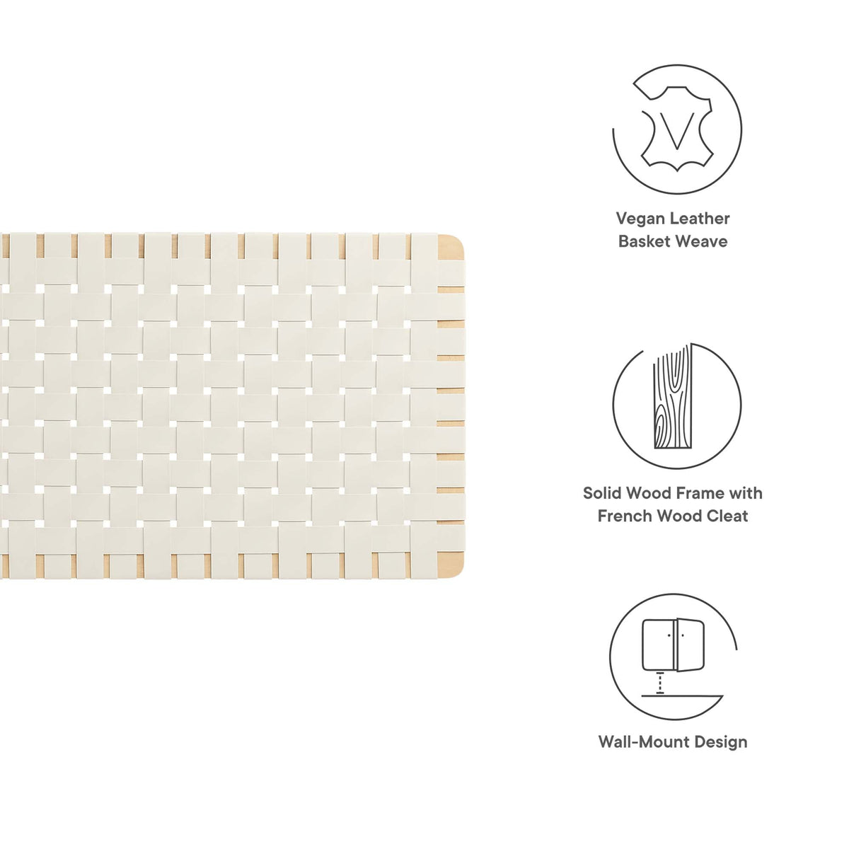Modway Sparta Weave Vegan Leather Full Headboard Natural Beige basket weave on Tampa Home & Garden Store