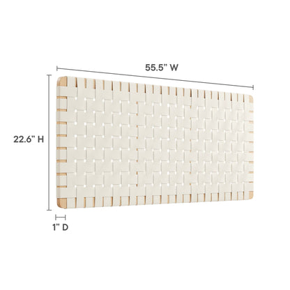 Sparta Weave vegan leather full headboard by Modway in natural beige with woven panels 55.5 W on Tampa Home & Garden Store