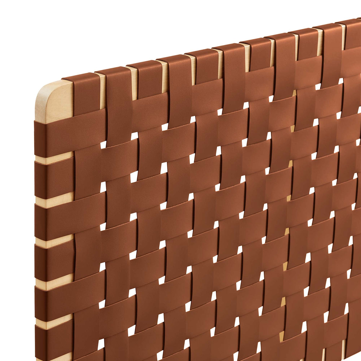 Sparta Weave vegan leather full headboard Modway Walnut Brown woven strap detail on Tampa Home & Garden Store