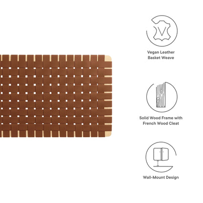 Sparta Weave vegan leather full headboard in walnut brown with basket weave by Modway on Tampa Home & Garden Store