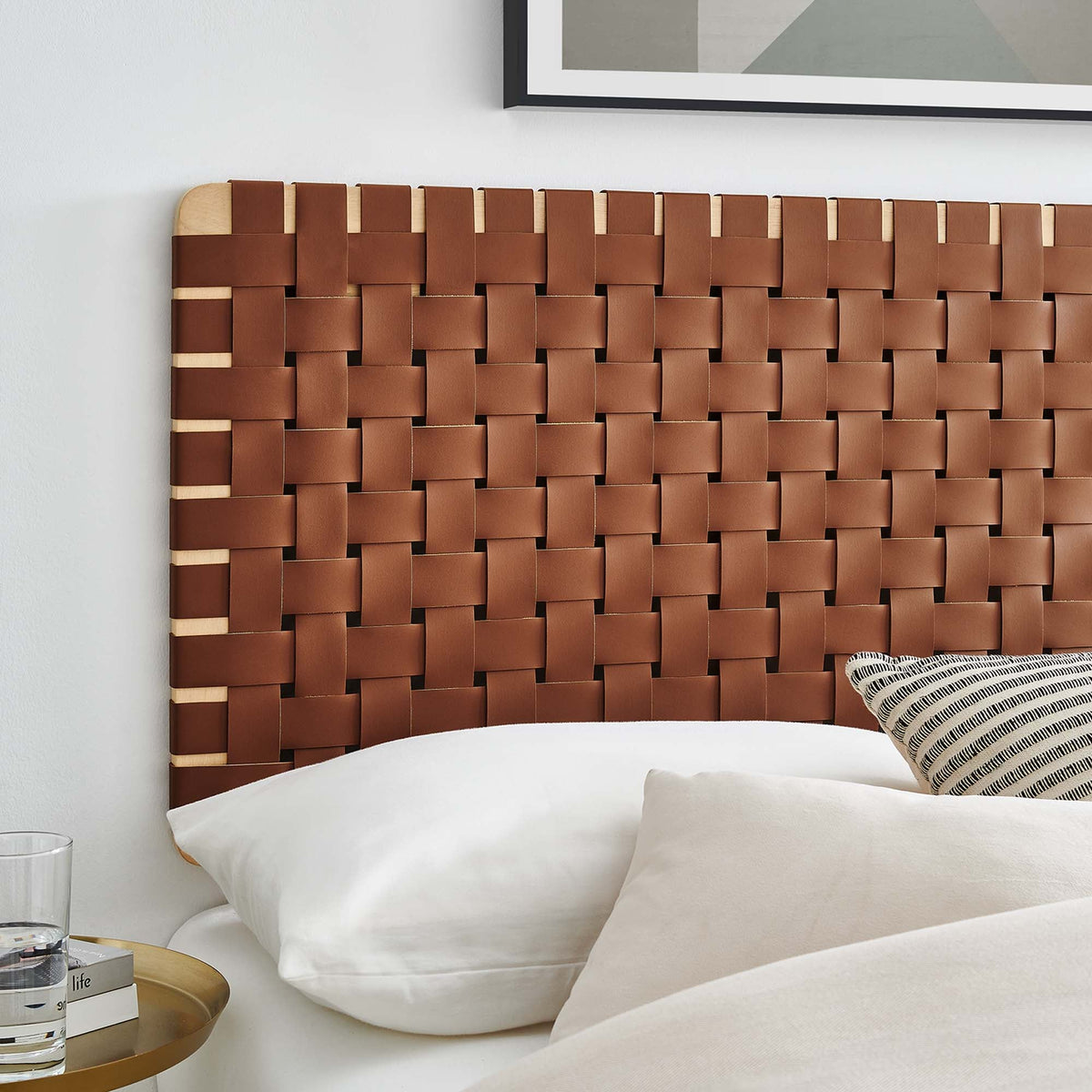 Sparta Weave vegan leather full headboard walnut brown by Modway on Tampa Home & Garden Store