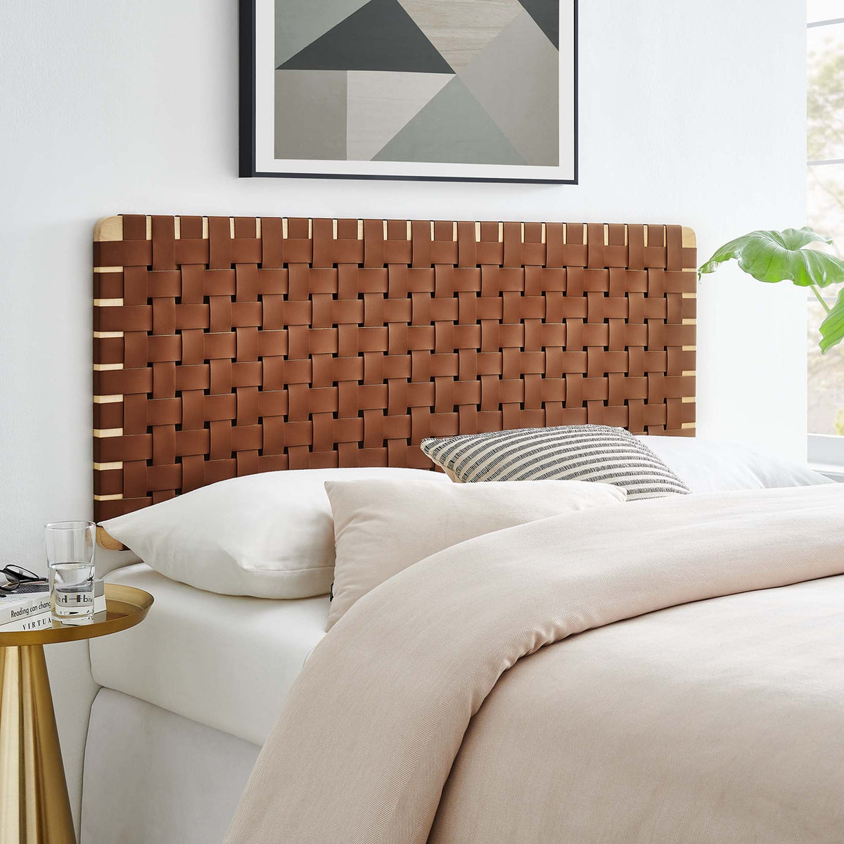 Sparta Weave vegan leather full headboard walnut brown by Modway on Tampa Home & Garden Store