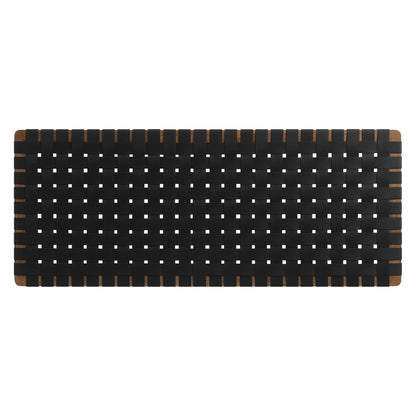 Sparta Weave Vegan Leather Full Headboard Walnut Black with wood trim on Tampa Home & Garden Store