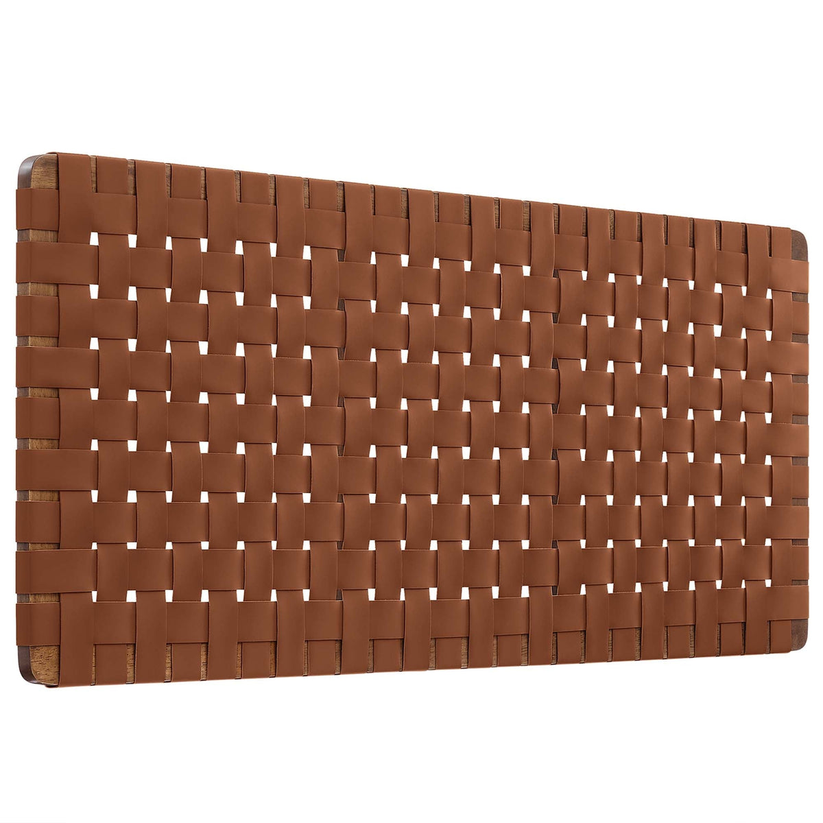 Sparta Weave vegan leather full headboard walnut brown woven strap panels by HouseOfZazla MOD-7122 on Tampa Home & Garden Store