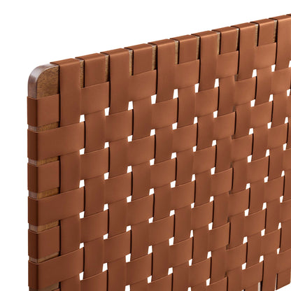 Sparta Weave vegan leather full headboard HouseOfZazla in walnut brown with woven straps on Tampa Home & Garden Store