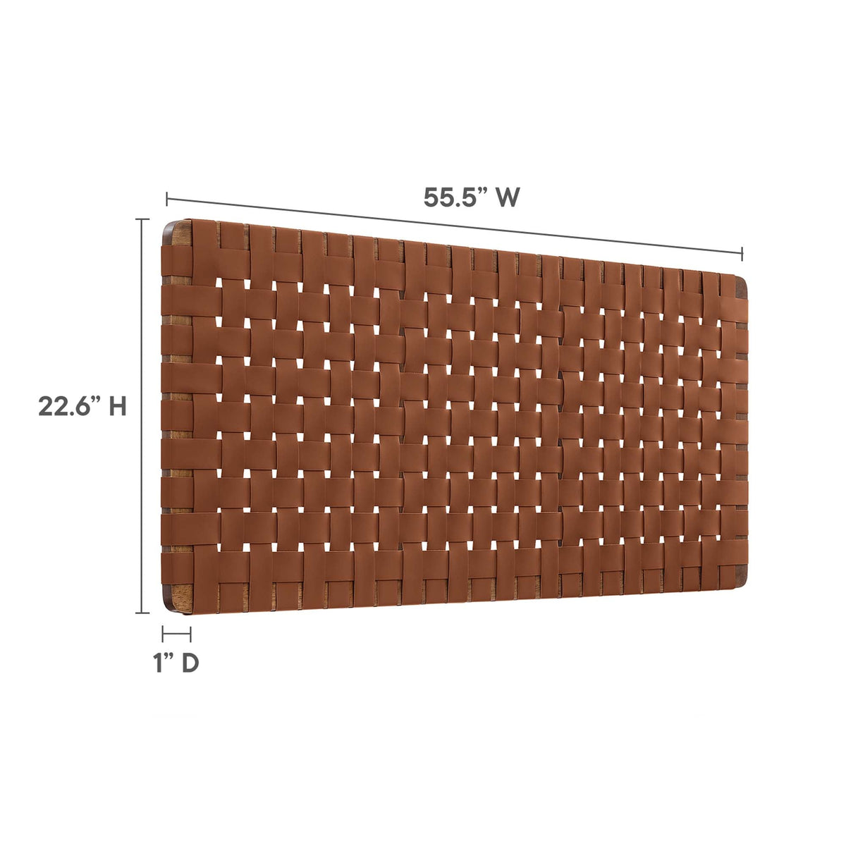 Sparta Weave vegan leather full headboard Walnut Brown with woven strap details by Modway on Tampa Home & Garden Store