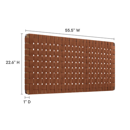 Sparta Weave vegan leather full headboard Walnut Brown with woven strap details by Modway on Tampa Home & Garden Store