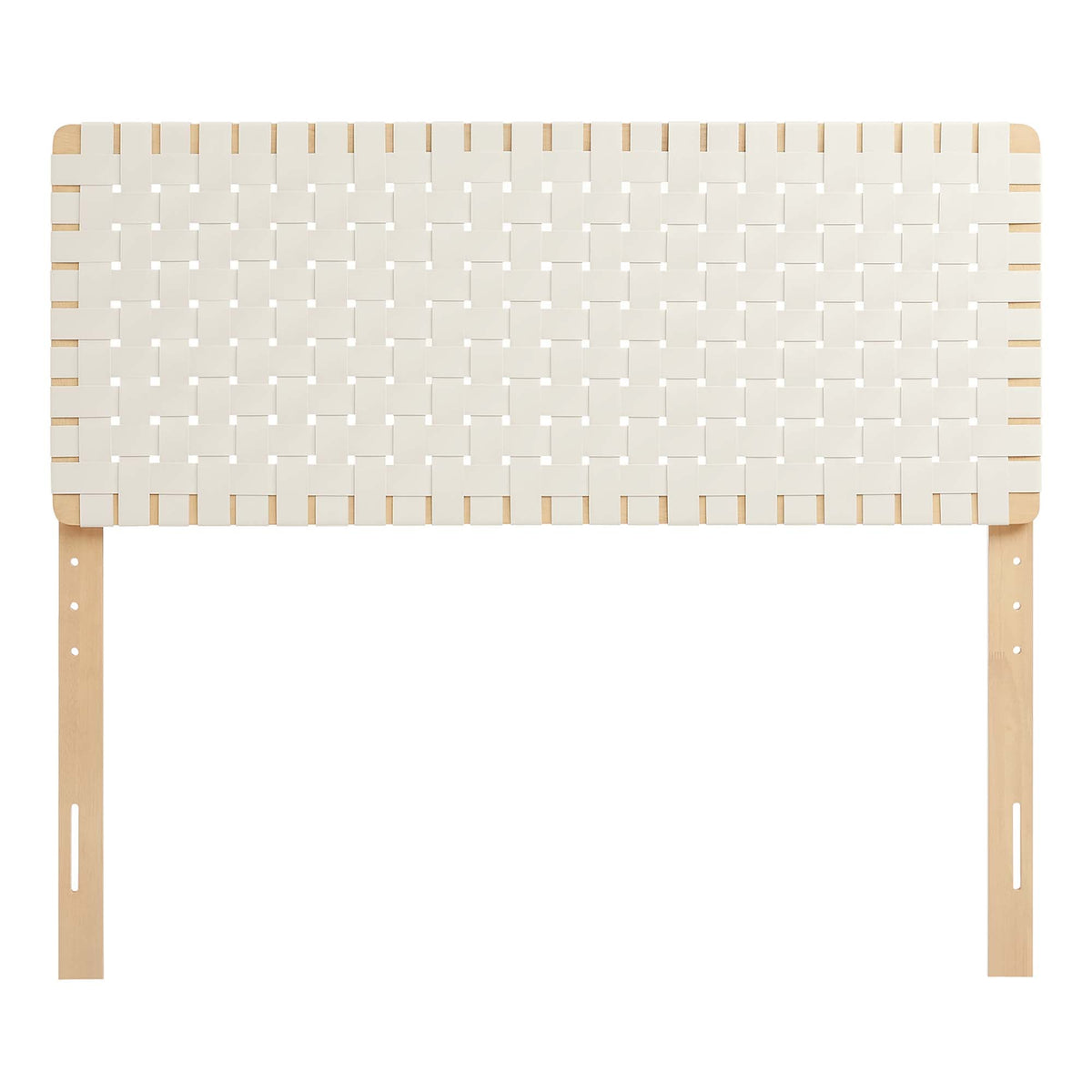 Sparta Weave vegan leather headboard by Modway in cream with wooden legs on Tampa Home & Garden Store