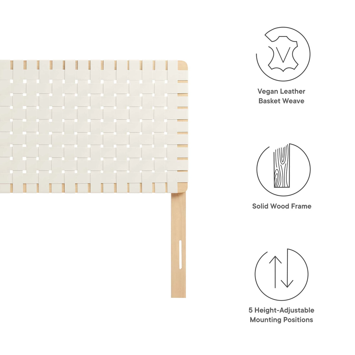 Sparta Weave Headboard vegan leather basket weave solid wood frame by Modway on Tampa Home & Garden Store