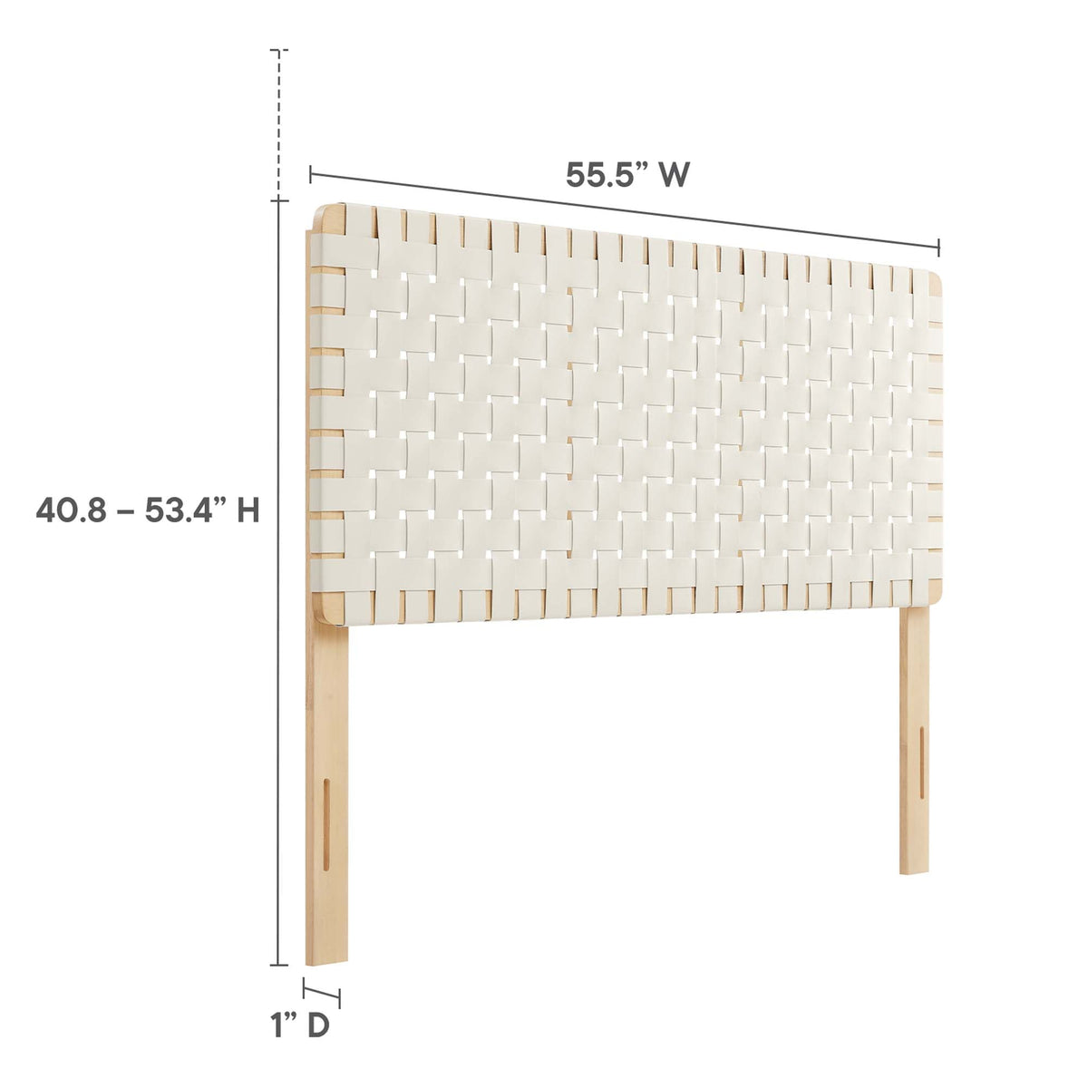 Sparta Weave Vegan Leather Headboard cream woven panel on natural wood frame by HouseOfZazla on Tampa Home & Garden Store