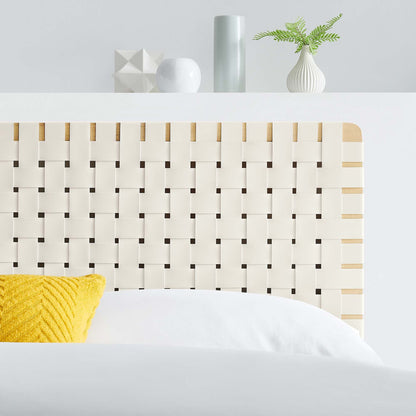 Sparta Weave vegan leather headboard by Modway in ivory, woven panel design on Tampa Home & Garden Store