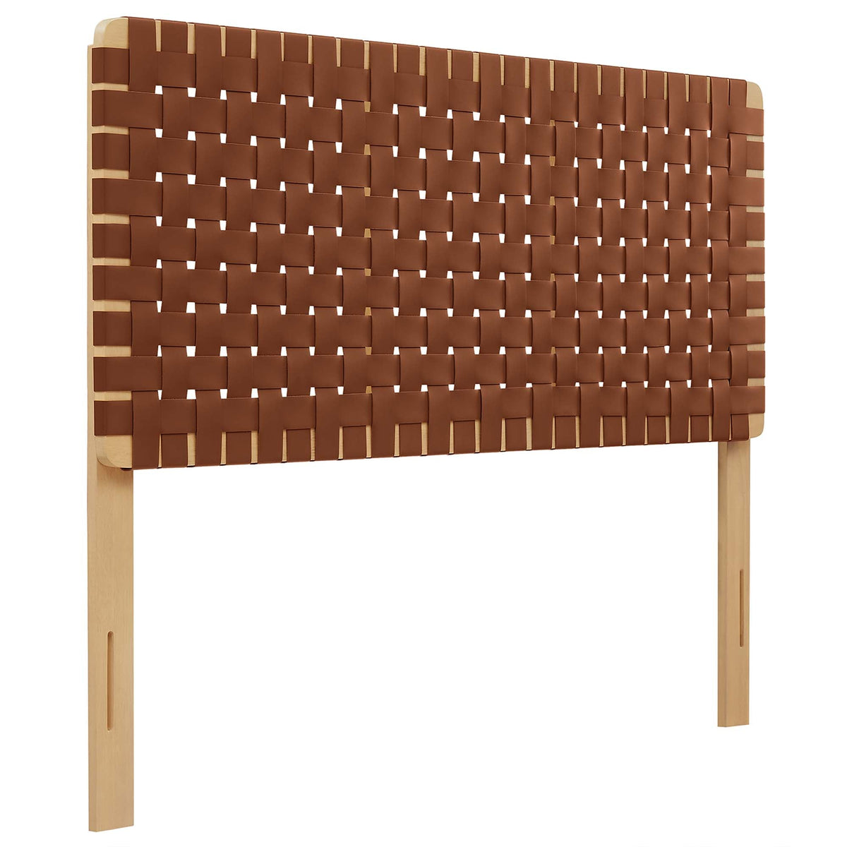 Sparta Weave vegan leather headboard in brown on light wood frame by Modway on Tampa Home & Garden Store
