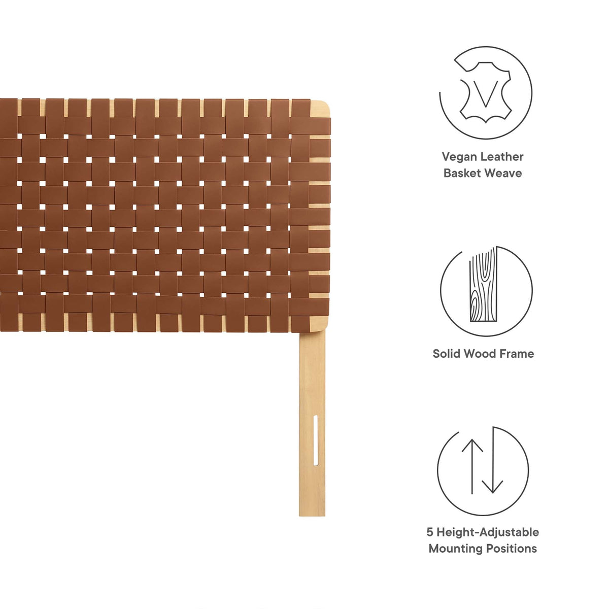 Sparta Weave vegan leather headboard brown basket-weave by Modway on Tampa Home & Garden Store