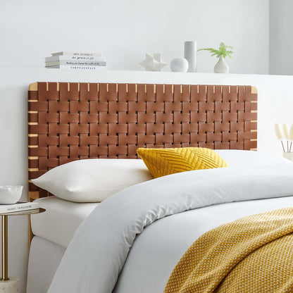 Sparta Weave vegan leather headboard brown woven panels for bed on Tampa Home & Garden Store
