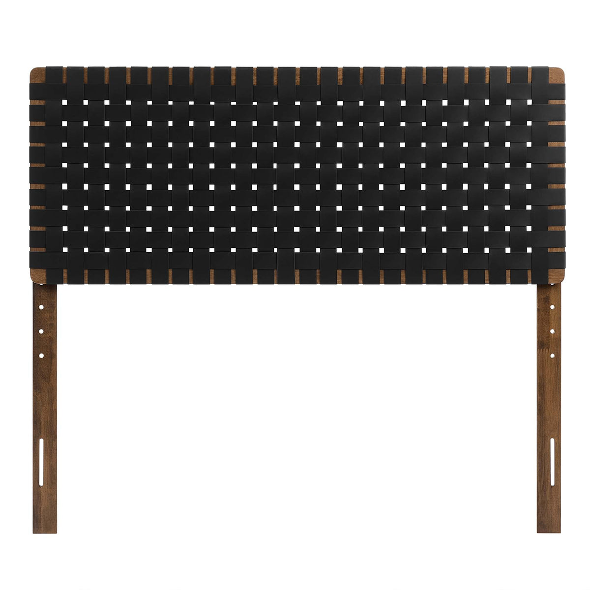 Sparta Weave vegan leather headboard, black woven straps over wood frame, HouseOfZazla on Tampa Home & Garden Store