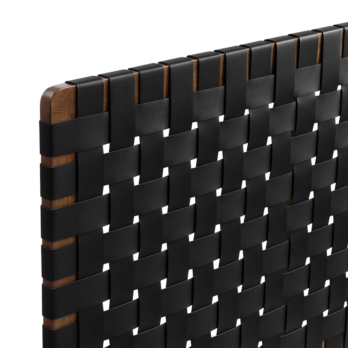 Sparta Weave Vegan Leather Headboard by Modway, black woven straps over wooden posts on Tampa Home & Garden Store