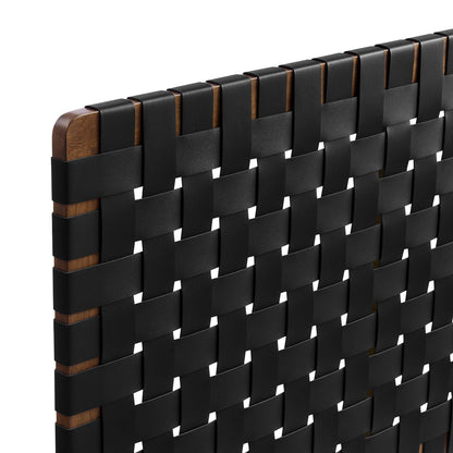 Sparta Weave Vegan Leather Headboard by Modway, black woven straps over wooden posts on Tampa Home & Garden Store