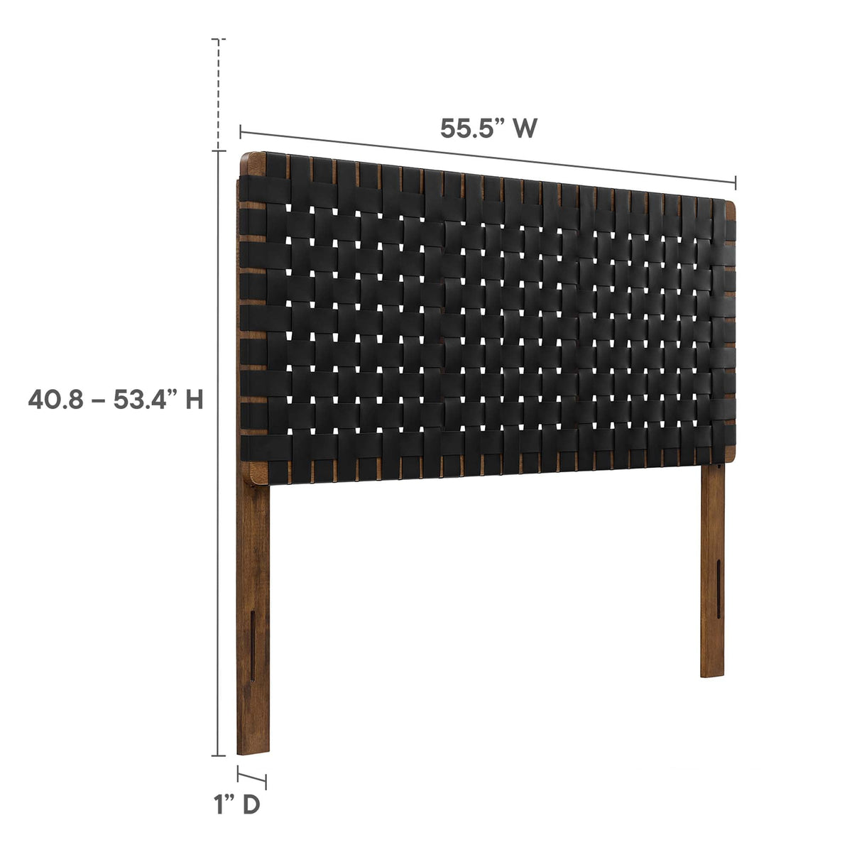 Sparta Weave vegan leather headboard by Modway; black woven panels on a wood frame, 55.5 in W on Tampa Home & Garden Store