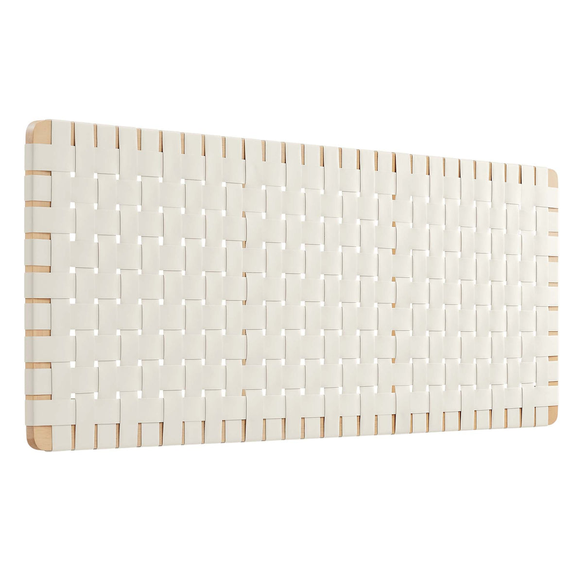 Sparta Vegan Leather Weave Queen Headboard with white woven straps on wood frame by Modway on Tampa Home & Garden Store