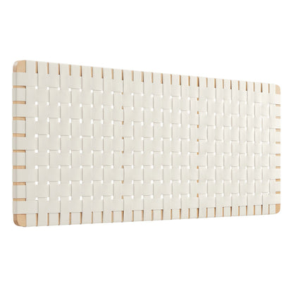 Sparta Vegan Leather Weave Queen Headboard with white woven straps on wood frame by Modway on Tampa Home & Garden Store