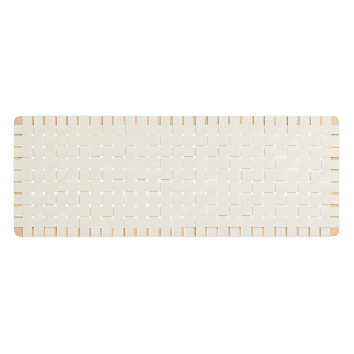 Sparta vegan leather weave queen headboard in cream beige with wooden frame on Tampa Home & Garden Store