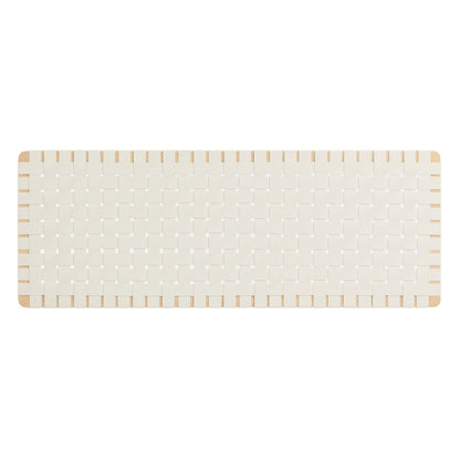 Sparta vegan leather weave queen headboard in cream beige with wooden frame on Tampa Home & Garden Store