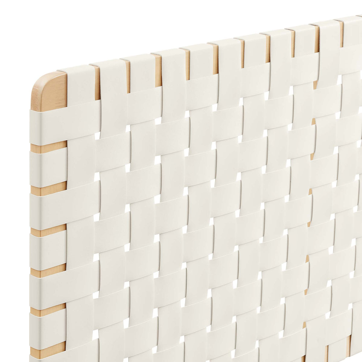 Sparta Vegan Leather Weave Queen Headboard by Modway white woven headboard with wood rails on Tampa Home & Garden Store