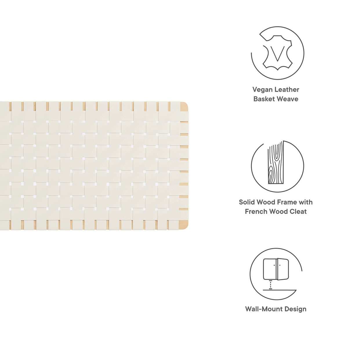 Queen Sparta vegan leather basket-weave headboard in ivory by Modway on Tampa Home & Garden Store