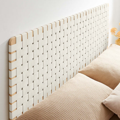 Sparta vegan leather weave queen headboard with white panels and light wood accents by Modway on Tampa Home & Garden Store