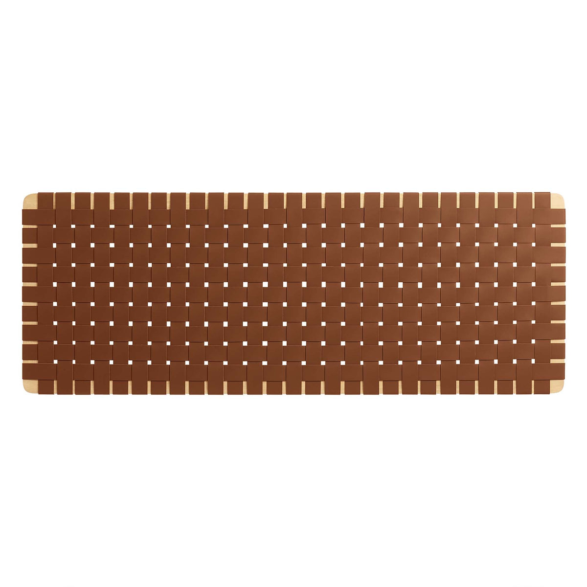 Sparta vegan leather weave queen headboard by Modway, brown woven straps with light wood corners on Tampa Home & Garden Store