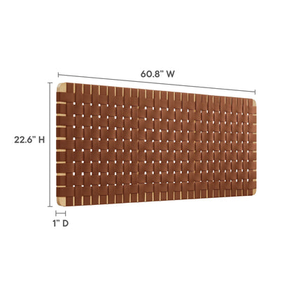 Sparta vegan leather weave queen headboard, warm brown woven panel design by Modway on Tampa Home & Garden Store