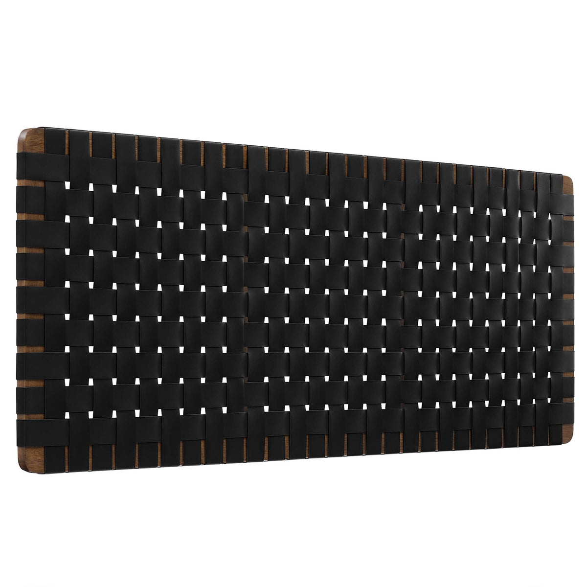 Sparta Vegan Leather Weave Queen Headboard with Black Panels and Wood Frame on Tampa Home & Garden Store