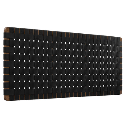 Sparta Vegan Leather Weave Queen Headboard with Black Panels and Wood Frame on Tampa Home & Garden Store