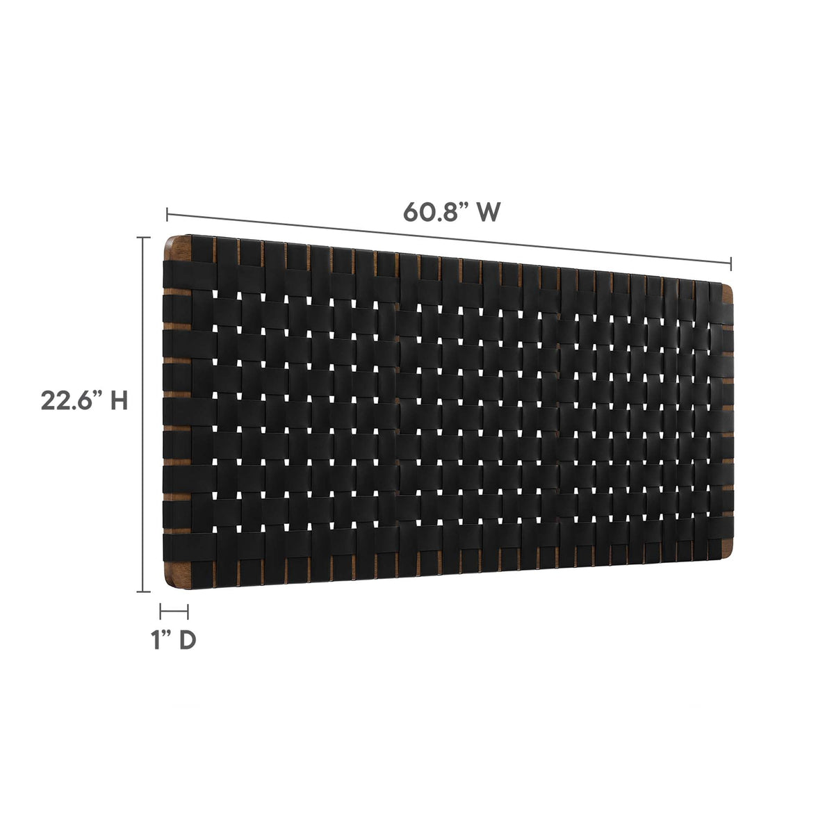 Sparta vegan leather weave queen headboard in black with woven panels by Modway on Tampa Home & Garden Store