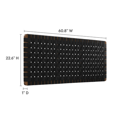 Sparta vegan leather weave queen headboard in black with woven panels by Modway on Tampa Home & Garden Store