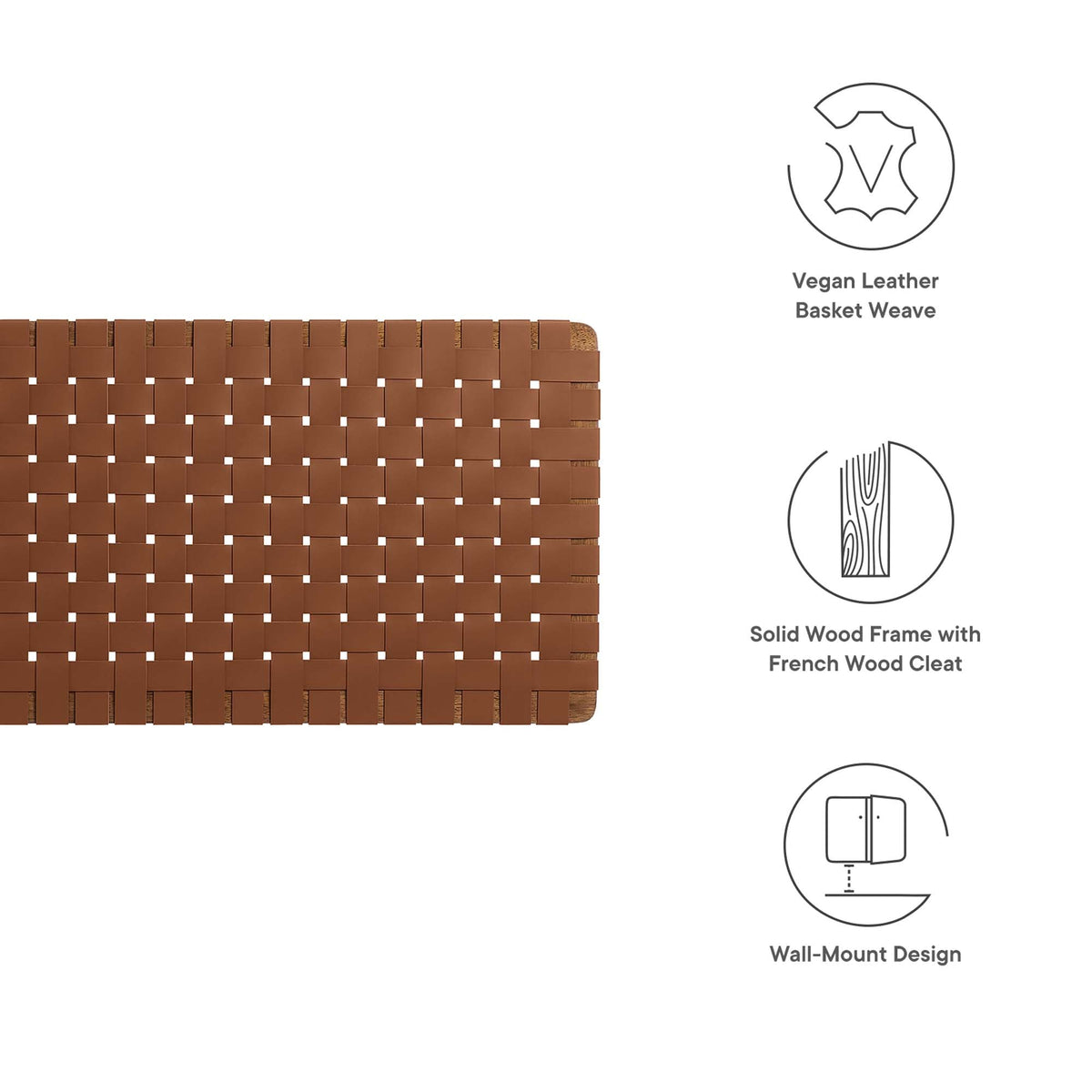 Sparta vegan leather weave queen headboard by Modway in brown basket weave on Tampa Home & Garden Store