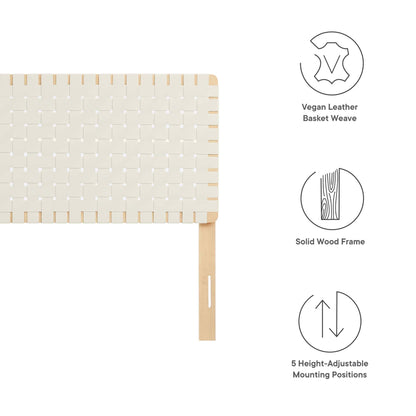 Sparta Weave vegan leather headboard beige basket-weave with light wood frame by Modway on Tampa Home & Garden Store