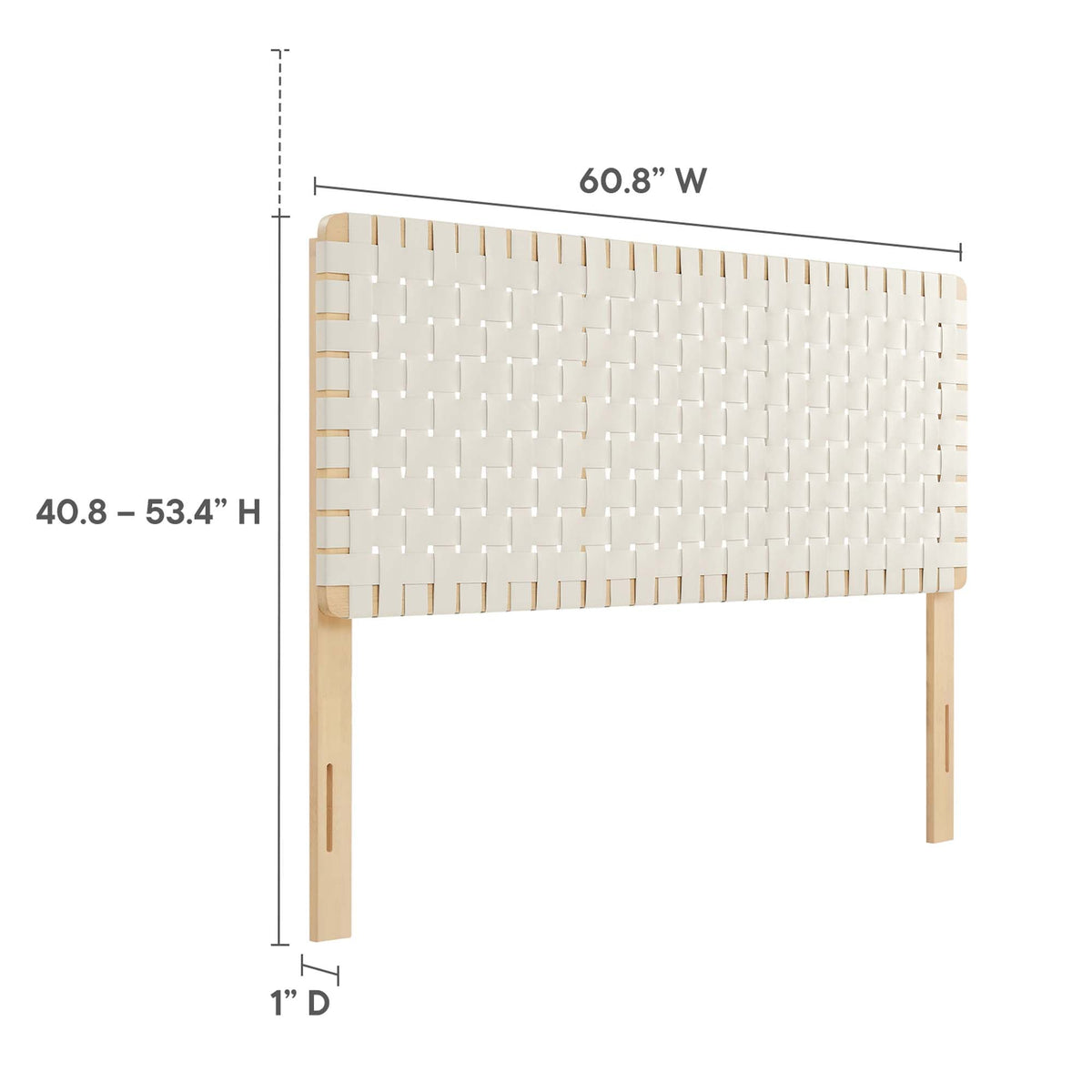 Sparta Weave vegan leather headboard by Modway with beige woven panels on Tampa Home & Garden Store