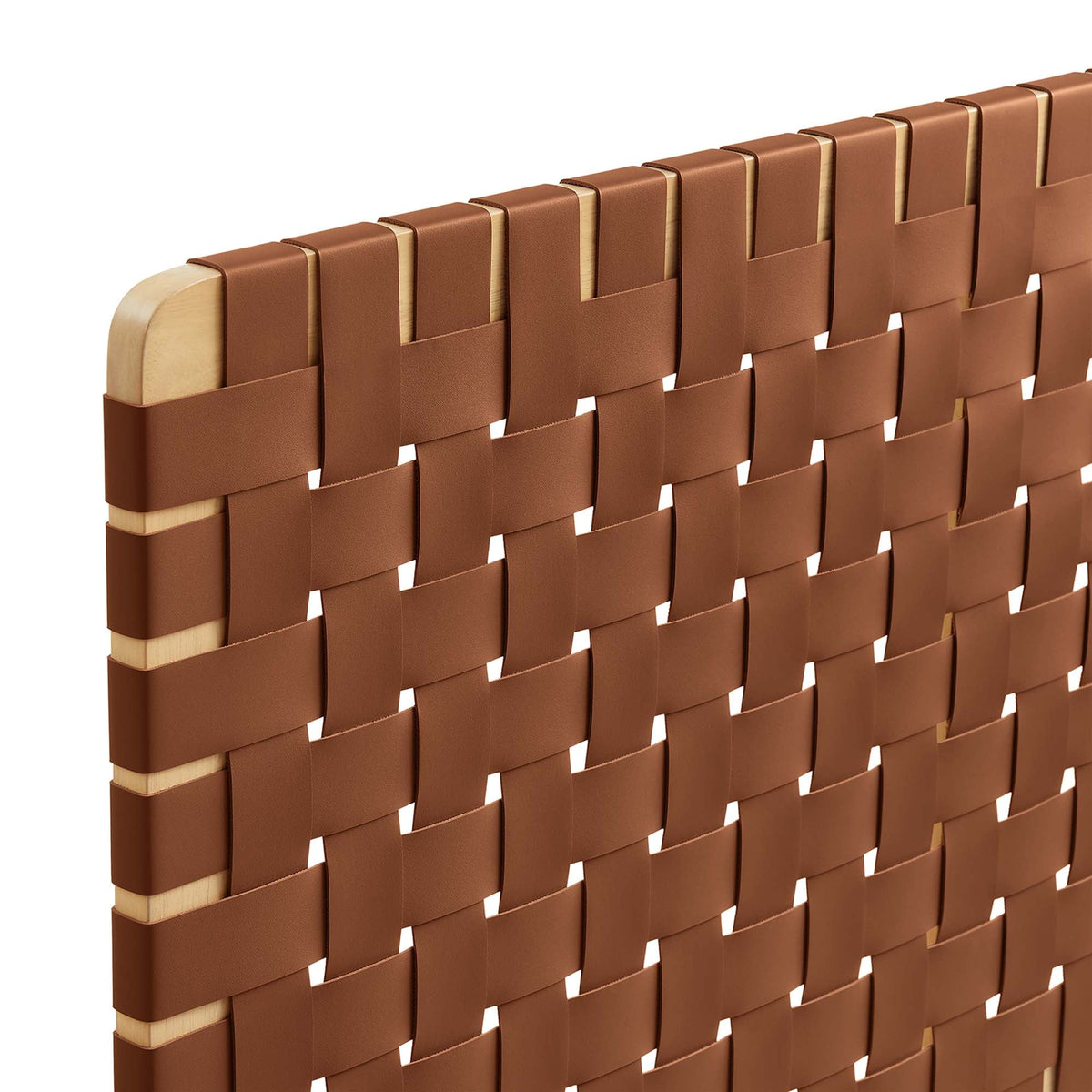 Sparta Weave vegan leather headboard by Modway, brown woven strap design on Tampa Home & Garden Store