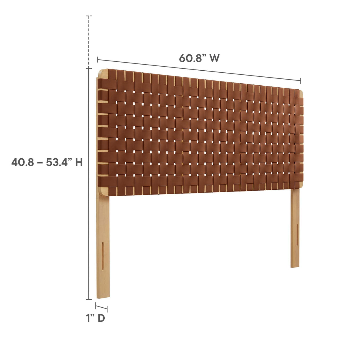 Sparta Weave vegan leather headboard brown woven panels with light wood frame by Modway on Tampa Home & Garden Store
