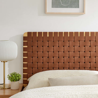 Sparta Weave Vegan Leather Headboard by Modway in brown woven panels on Tampa Home & Garden Store