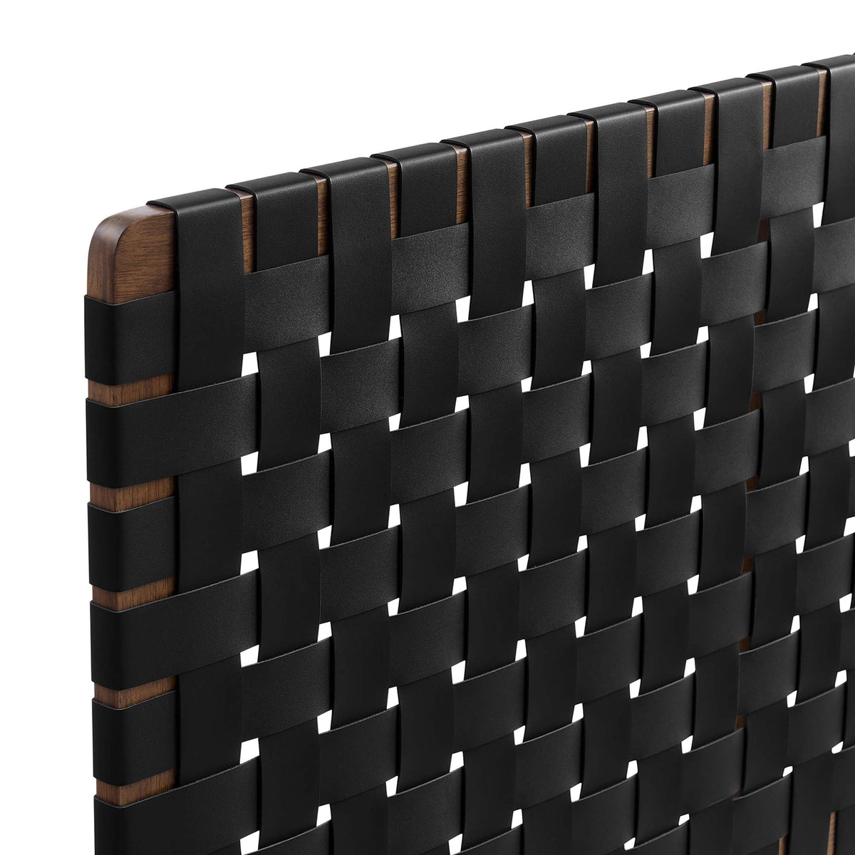 Sparta Weave vegan leather headboard in black with wood posts and woven strap design by Modway on Tampa Home & Garden Store