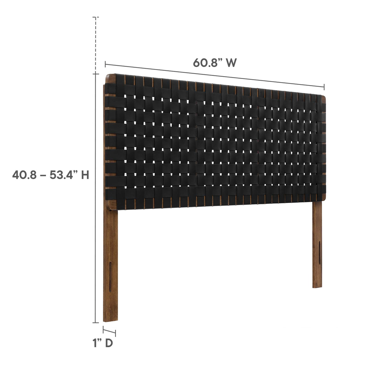 Sparta Weave vegan leather headboard with black woven straps on wood frame, 60.8 in wide on Tampa Home & Garden Store