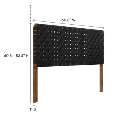 Sparta Weave vegan leather headboard with black woven straps on wood frame, 60.8 in wide on Tampa Home & Garden Store