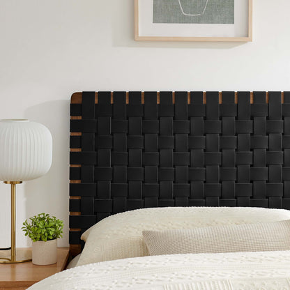 Sparta Weave vegan leather headboard by Modway in black with a wood frame on Tampa Home & Garden Store