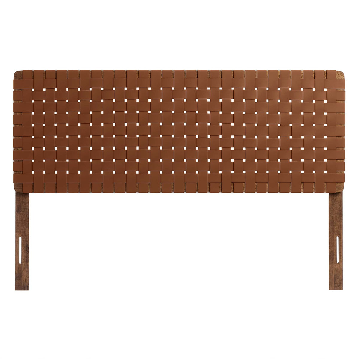 Sparta Weave vegan leather headboard with brown woven straps by Modway on Tampa Home & Garden Store