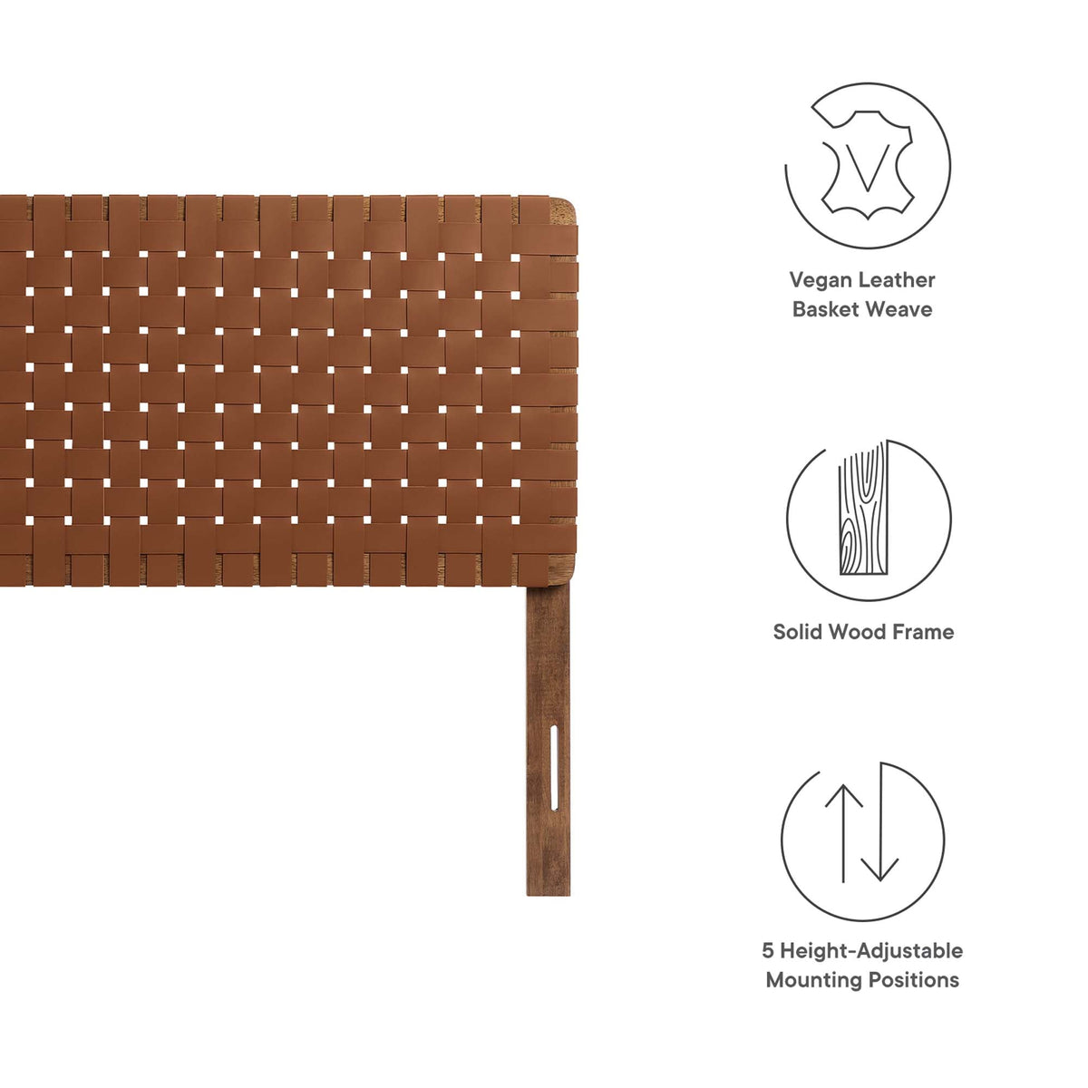 Sparta Weave vegan leather headboard in brown with basket weave pattern on Tampa Home & Garden Store