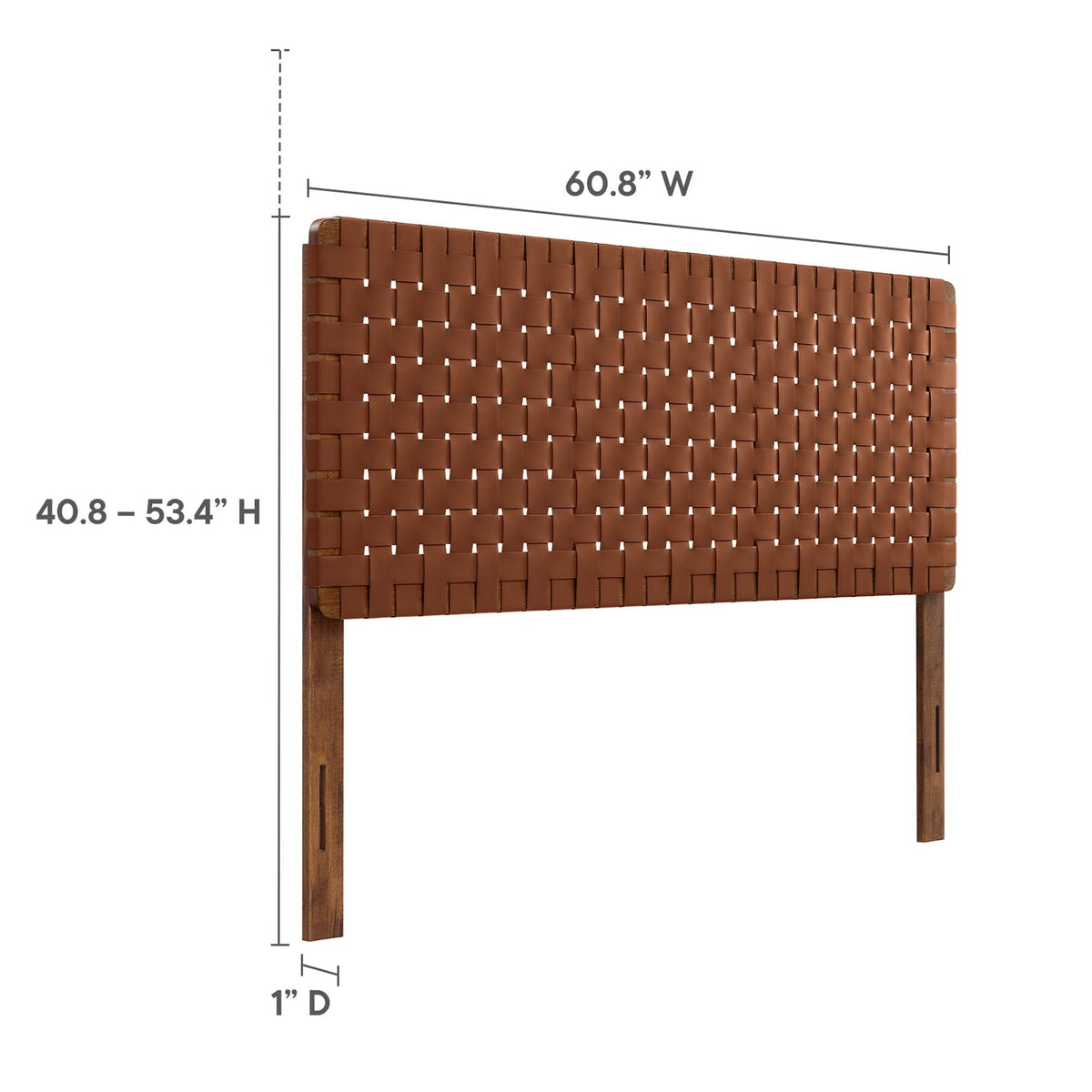 Sparta Weave vegan leather headboard brown woven strap pattern, 60.8in wide HouseOfZazla on Tampa Home & Garden Store