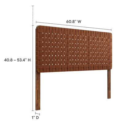 Sparta Weave vegan leather headboard brown woven strap pattern, 60.8in wide HouseOfZazla on Tampa Home & Garden Store
